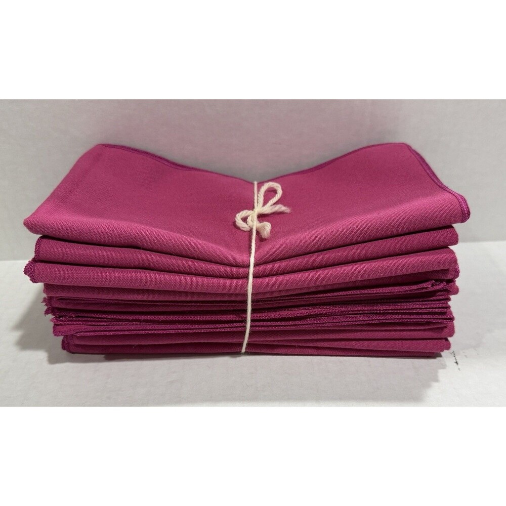 Set of 10 Pink Cloth Napkins Vintage 17” Formal Dinner Silverware Wrap Fuchsia
